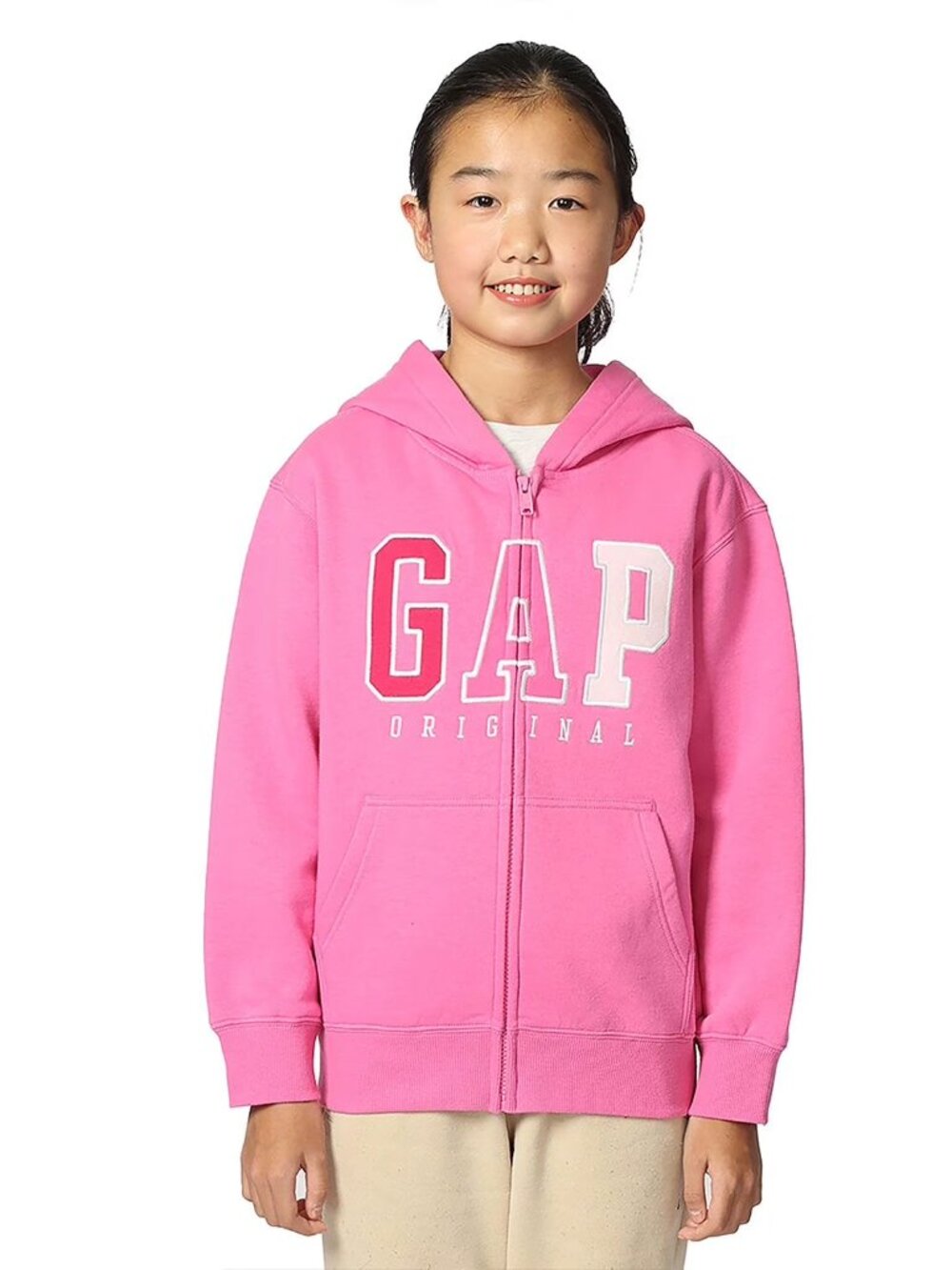 NEW Gap Kids Full Zip Fleece Hooded Sweatshirt Pink